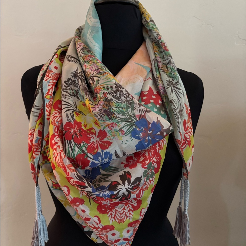 Johnny Was Multi Colored Silk Scarf - Picture 4 of 5